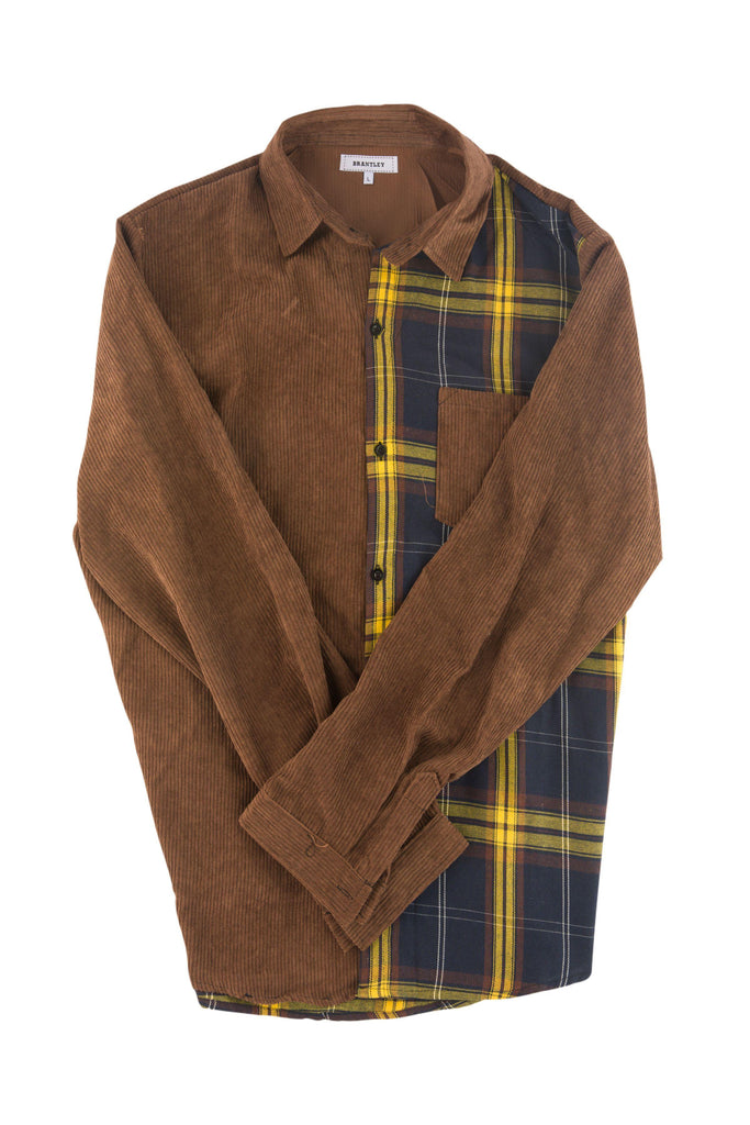 Corduroy Patchwork Flannel / Brown - Brantley Clothing